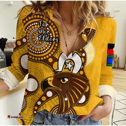Custom Text And Number Hawthorn Football NAIDOC 2023 Women Casual Shirt Hawks For Our Elders Indigenous