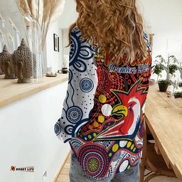 Roosters Rugby Women Casual Shirt Easts 1908 Aboriginal Artsy Premiers
