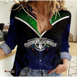 New Zealand Warriors Women Casual Shirt The Warriors Special Maori Silver Fern Style