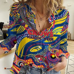 Custom NAIDOC Week 2024 Crows Women Casual Shirt Aboriginal Animals Keep The Fire Burning