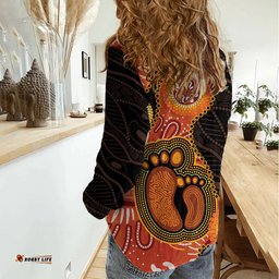 Australia Mothers Day Women Casual Shirt Mom And Baby Footprint Indigenous