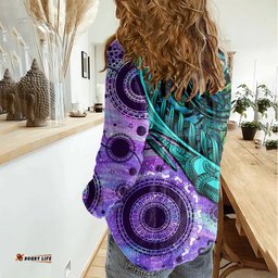 New Zealand Paua Shell With Australia Opal Unique Combine Women Casual Shirt