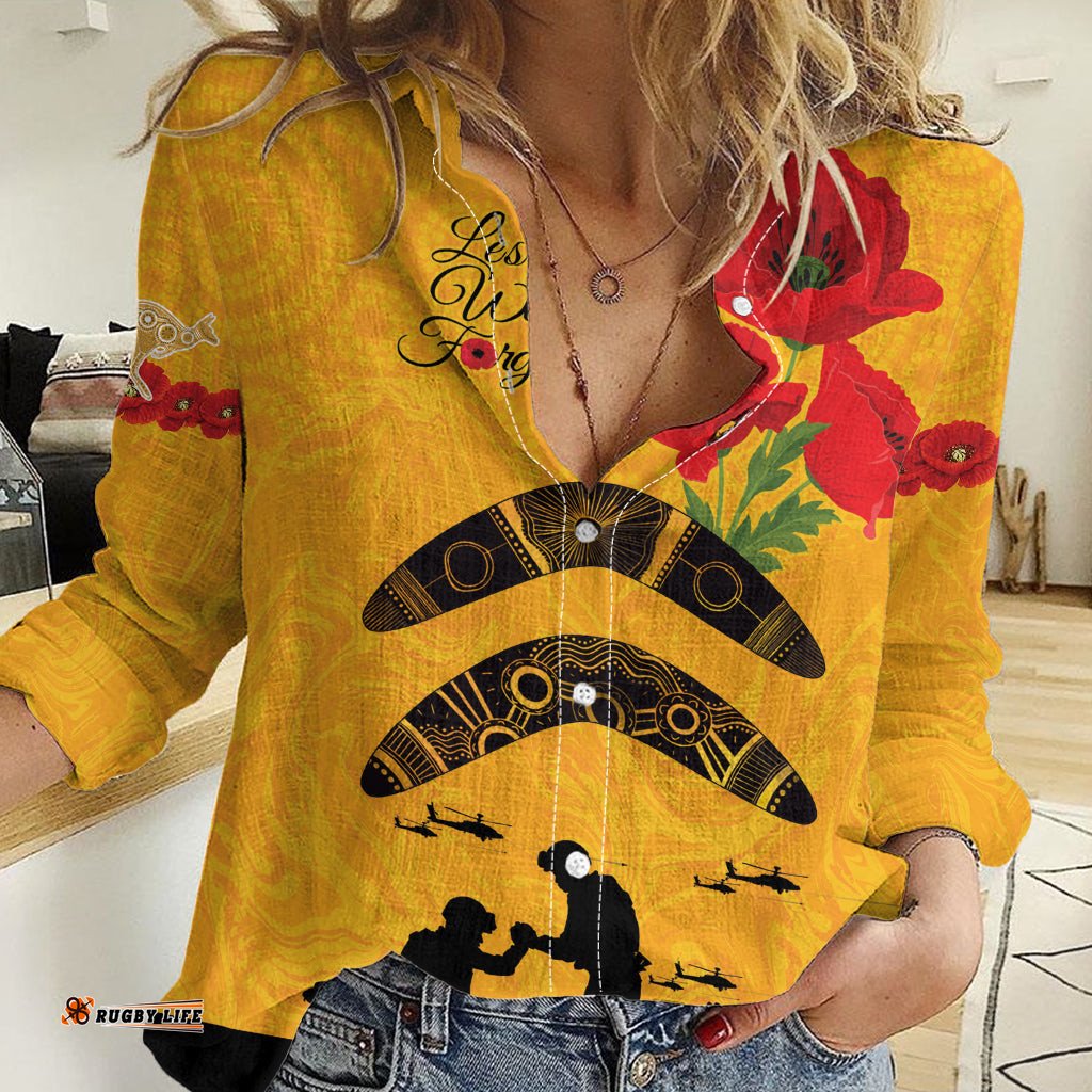 Australia Matildas Soccer ANZAC Custom Women Casual Shirt Gallipoli Soldier With Aboriginal Dots Art