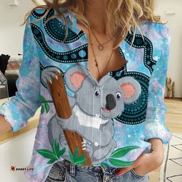 Australia Opal Koala Women Casual Shirt Aussie Aboriginal Art