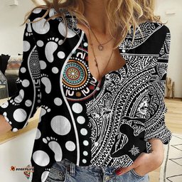 Torest Trait Islands Map Mix Aboriginal Pattern Women Casual Shirt TS04