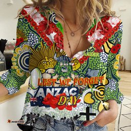 Personalised Raiders ANZAC Day Women Casual Shirt Aboriginal Rising Sun