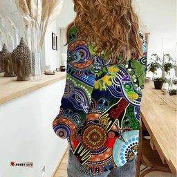 Personalised Raiders NAIDOC Week 2024 Women Casual Shirt Australia Aboriginal Dot Painting
