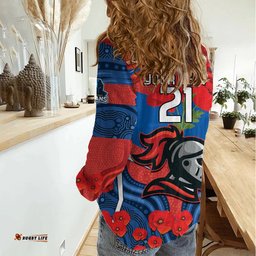 Custom Knights Rugby ANZAC Women Casual Shirt Novocastrians Gallipoli Soldier With Aboriginal Art