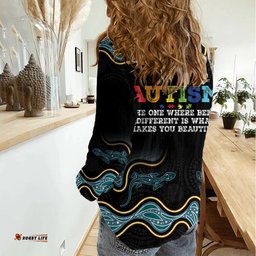 Australia Autism Awareness 4 April Aboriginal Lizard Women Casual Shirt