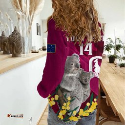 Custom QLD Maroons ANZAC Day Women Casual Shirt Australian Koala Mix Camouflage