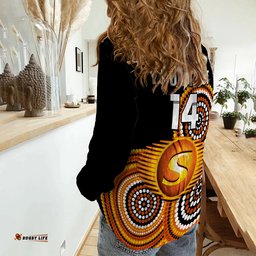Custom Text And Number Perth Scorchers Cricket Women Casual Shirt Champions BBL12 Proud Indigenous Art
