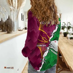 Personalised Broncos And Rabbitohs Women Casual Shirt 2024 Together Dynamic Style
