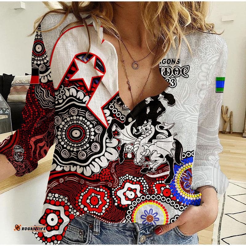 Dragons Rugby Casual Shirt NAIDOC 2023 Patterns