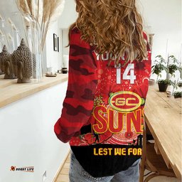 Custom Suns Football ANZAC Women Casual Shirt Gallipoli Camouflage With Poppies