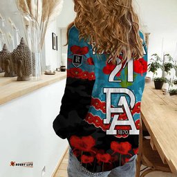 Custom Personalised Port Adelaide Power Football ANZAC Women Casual Shirt Lest We Forget