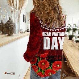 New Zealand ANZAC Waitangi Day Women Casual Shirt Hei Tiki and Soldier