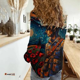 New Zealand Soldier ANZAC Day Women Casual Shirt Silver Fern Starry Night Style