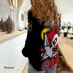 Essendon Football NAIDOC 2023 Women Casual Shirt Bombers For Our Elders Indigenous Art