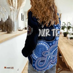 Personalised NAIDOC Week 2023 AFL Bulldogs Women Casual Shirt Aboriginal Dot Art Lizard Mix Boomerang