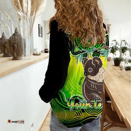 Personalised Australia Cancer Koala Zodiac Women Casual Shirt Auz Astrology Aboriginal - Green