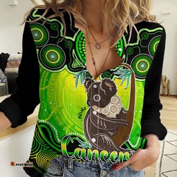 Personalised Australia Cancer Koala Zodiac Women Casual Shirt Auz Astrology Aboriginal - Green