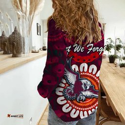 Sea Eagles Rugby ANZAC Women Casual Shirt Camouflage Poppy