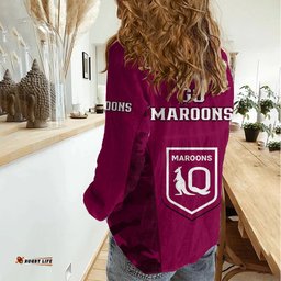 QLD Rugby Women Casual Shirt Go Maroons Camouflage Sporty Style