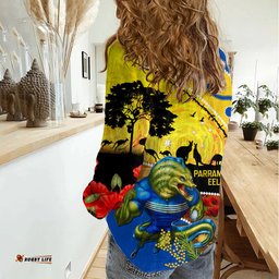 Eels Rugby ANZAC Day Women Casual Shirt Parra Mascot Rosemary Starry Night