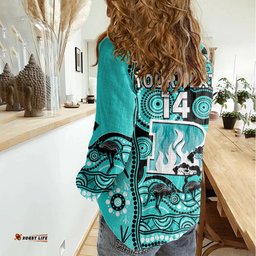 Custom Brisbane Heat Cricket Women Casual Shirt Happy Australia Day Aboriginal Art