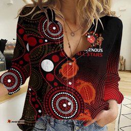 Custom Text And Number Australia Indigenous Rugby Women Casual Shirt All Stars Aboriginal Turtle