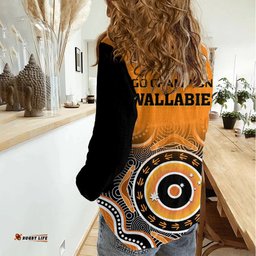 Wallabies Rugby Women Casual Shirt Aussie Go Champions Indigenous Orange