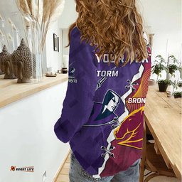 Personalised Broncos And Storm Rugby Women Casual Shirt Sporty Version