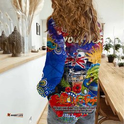 Personalised Australia Rugby Eels ANZAC Women Casual Shirt Parramatta Scratch Style