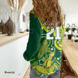 Custom Australia Cricket Women Casual Shirt Go Aussie World Cup 2023 Aboriginal Style Unique