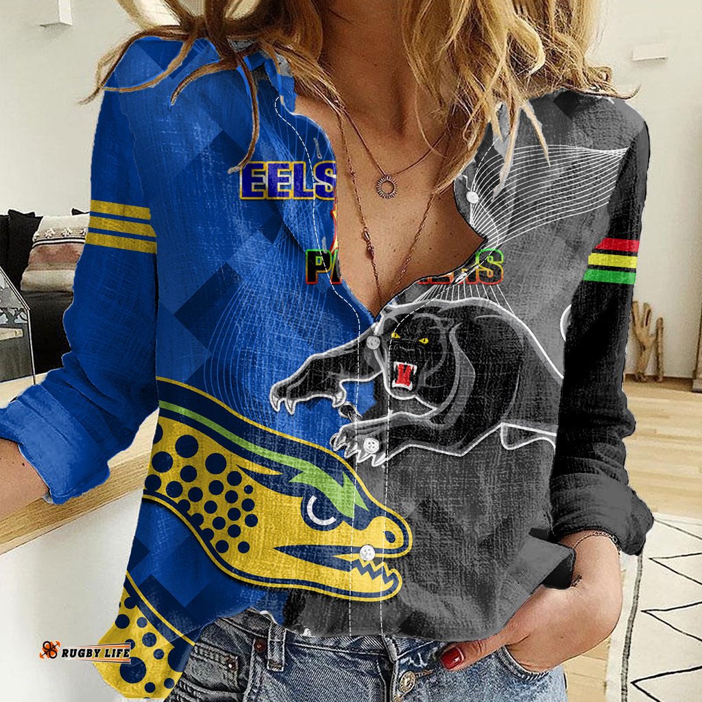 Personalised Panthers And Eels Women Casual Shirt Sporty Version