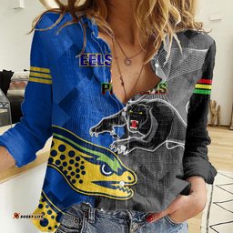 Personalised Panthers And Eels Women Casual Shirt Sporty Version