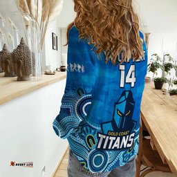 Custom Text And Number Titans ANZAC 2023 Women Casual Shirt Camouflage Poppy Mix Aboriginal