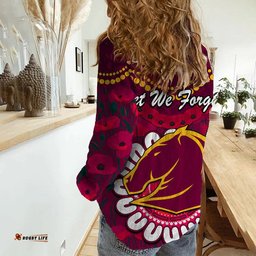 Broncos Rugby ANZAC Women Casual Shirt Camouflage Poppy