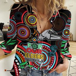 Custom Bombers Football Aboriginal Art Women Casual Shirt NAIDOC Indigenous Tribal