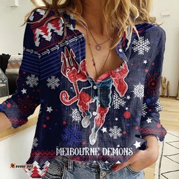 Custom Melbourne Demons Football Women Casual Shirt Narrm Christmas Vibe 2023
