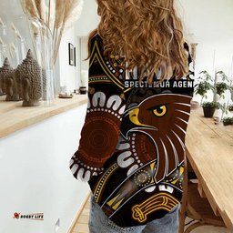 Custom Personalised Hawks Football Women Casual Shirt Boomerang Indigenous Dots