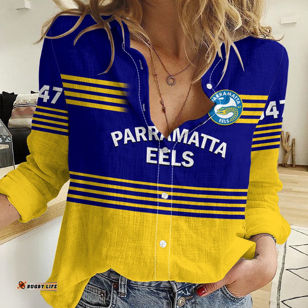 Eels Rugby Women Casual Shirt Parramatta 1947 Dynamic Blue