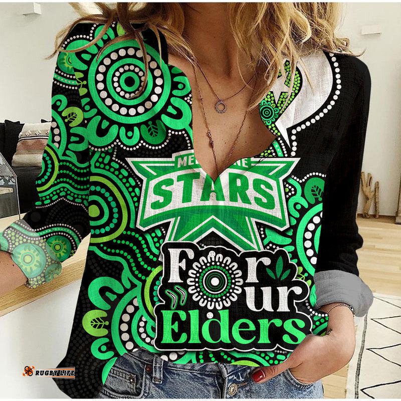Melbourne Stars Cricket Women Casual Shirt NAIDOC Torres Strait For Our Elders
