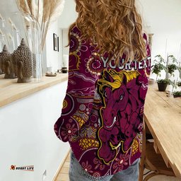 Custom Personalised Broncos Rugby Women Casual Shirt Indigenous Pattern Artsy Ver.01