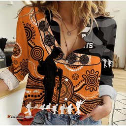 Custom Text And Number Giants Football ANZAC 2023 Women Casual Shirt GWS Aboriginal Mix Poppy Camouflage