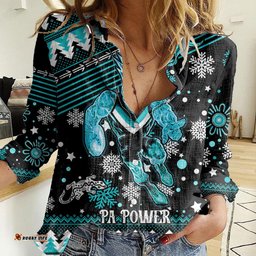 Custom Port Adelaide Power Football Women Casual Shirt Port Adelaide Power Football Christmas Vibe 2023