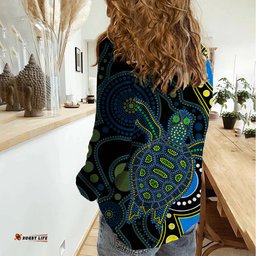 Aboriginal Turtle Women Casual Shirt Blue Style
