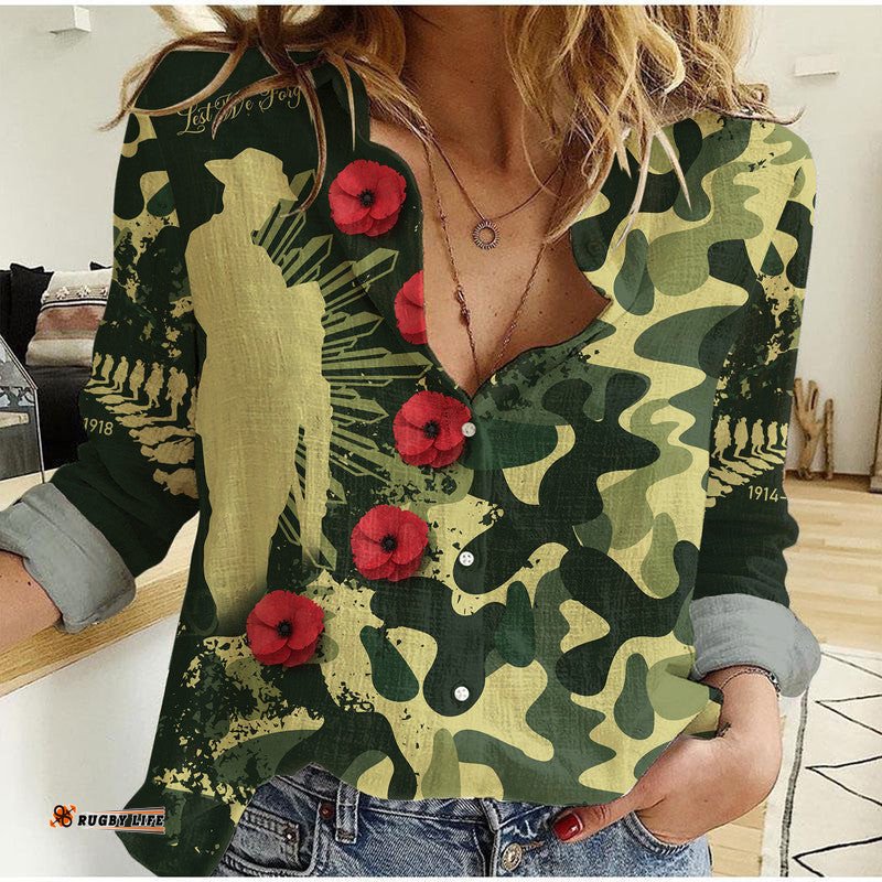 Custom Personalised Aotearoa ANZAC Camouflage Women Casual Shirt
