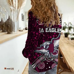 Sea Eagles Rugby Women Casual Shirt Boomerang Indigenous Dots