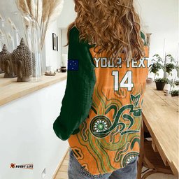 Custom Australia Rugby Women Casual Shirt Wallabies 2023 Indigenous Art